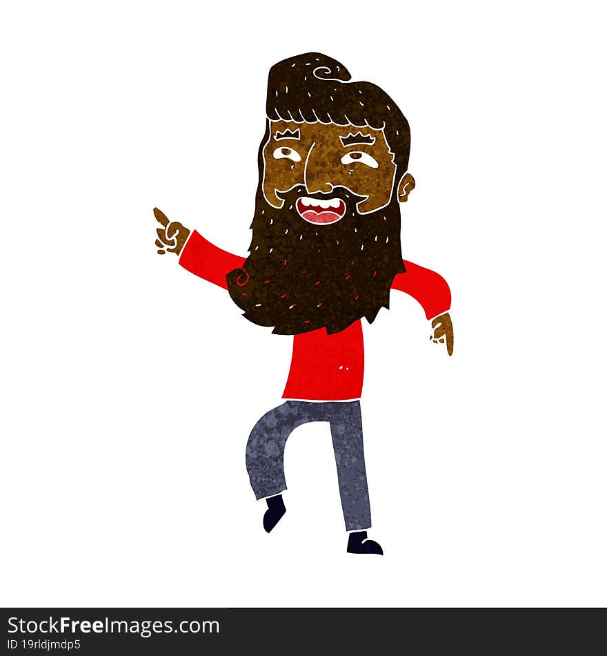 Cartoon Man With Beard Laughing And Pointing