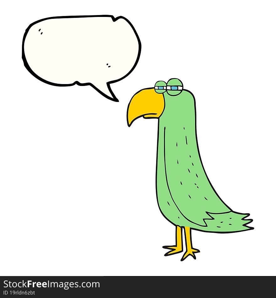 freehand drawn speech bubble cartoon parrot