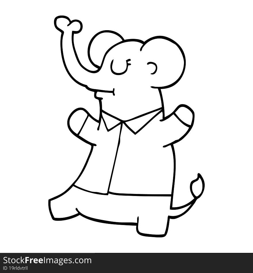 line drawing cartoon standing elephant