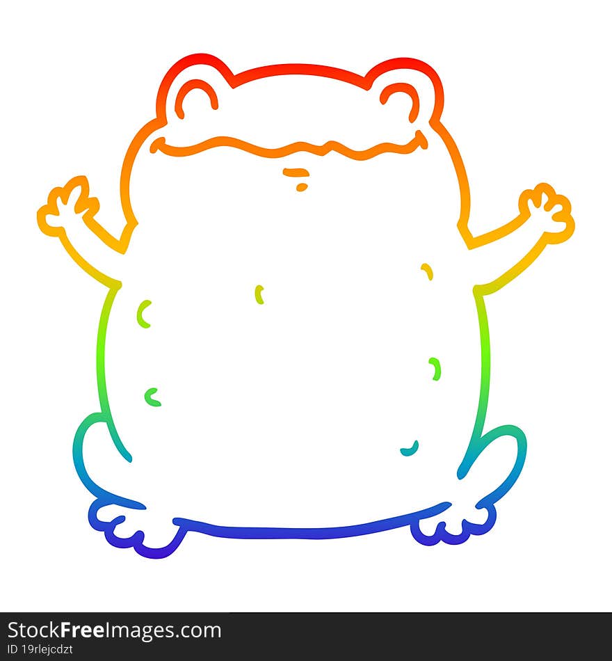 rainbow gradient line drawing cartoon toad