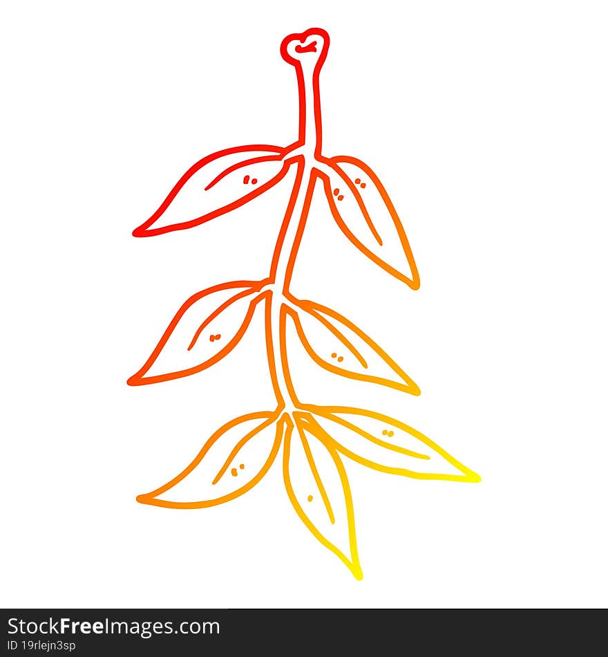 warm gradient line drawing cartoon leaves