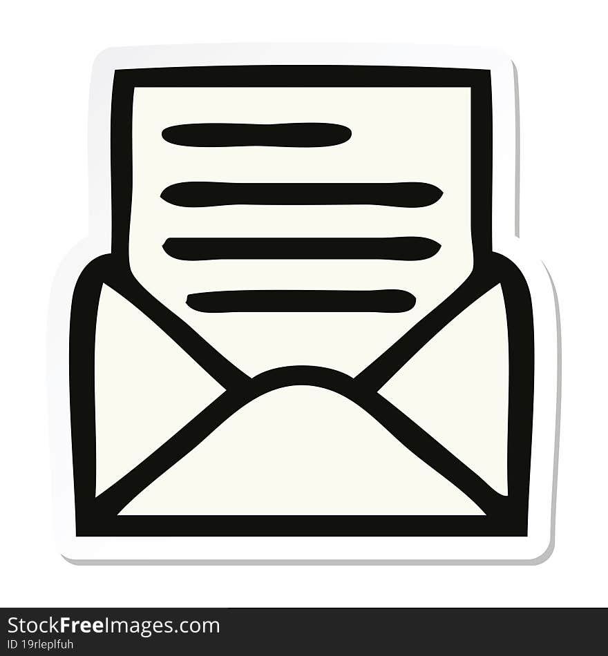 sticker of a cute cartoon letter and envelope