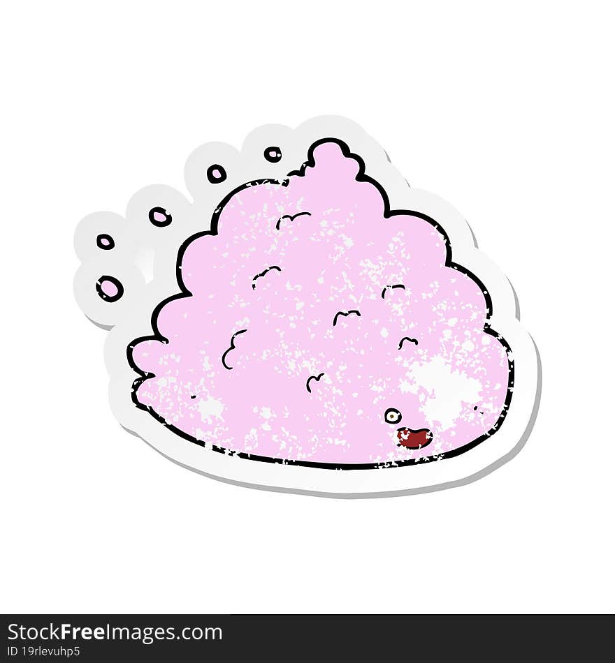 retro distressed sticker of a cartoon cloud character