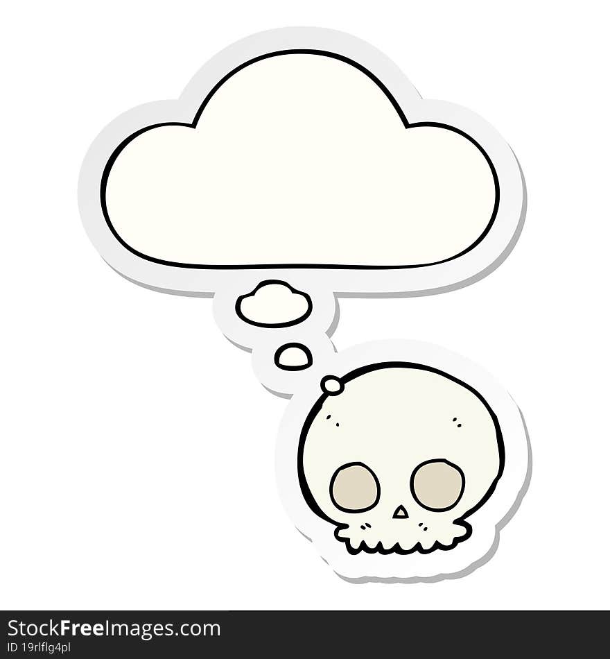 cartoon skull and thought bubble as a printed sticker