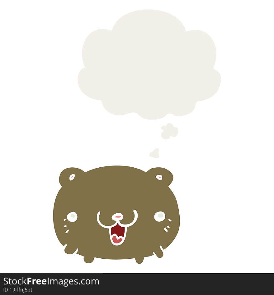 funny cartoon bear and thought bubble in retro style