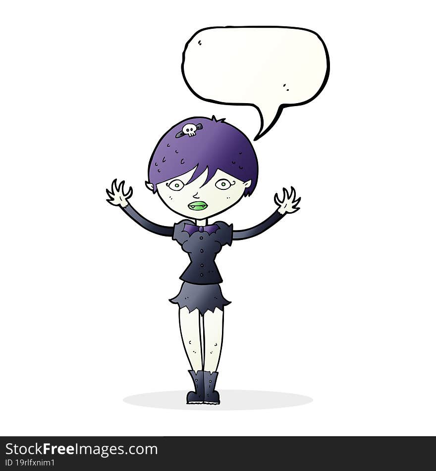 cartoon vampire girl with speech bubble