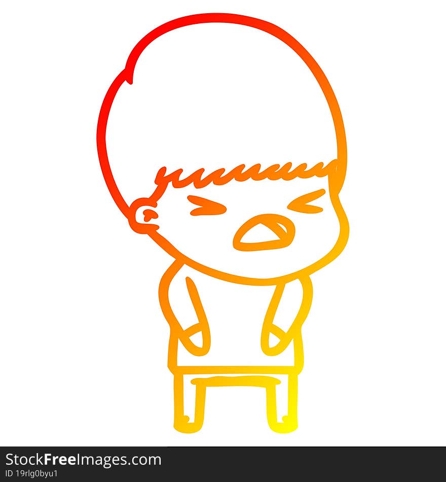 warm gradient line drawing cartoon stressed man