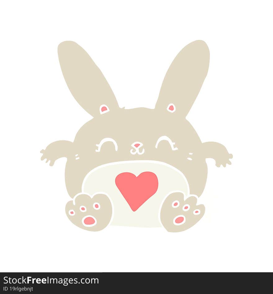 Cute Flat Color Style Cartoon Rabbit With Love Heart