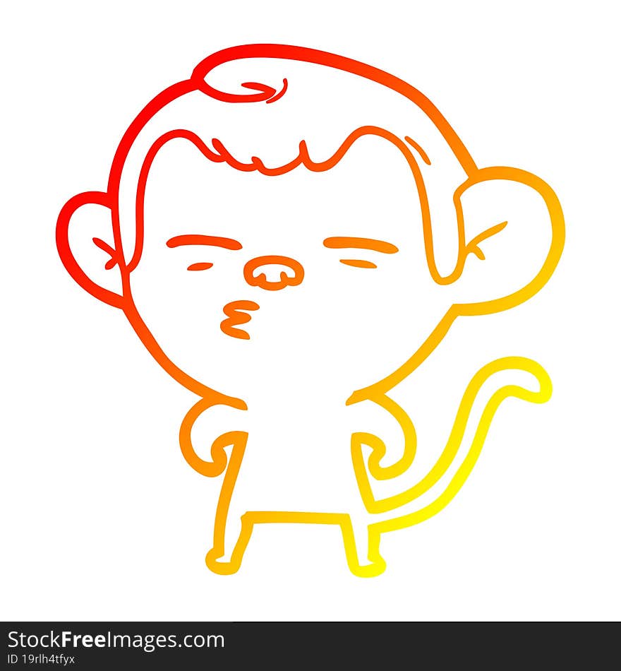 warm gradient line drawing cartoon suspicious monkey