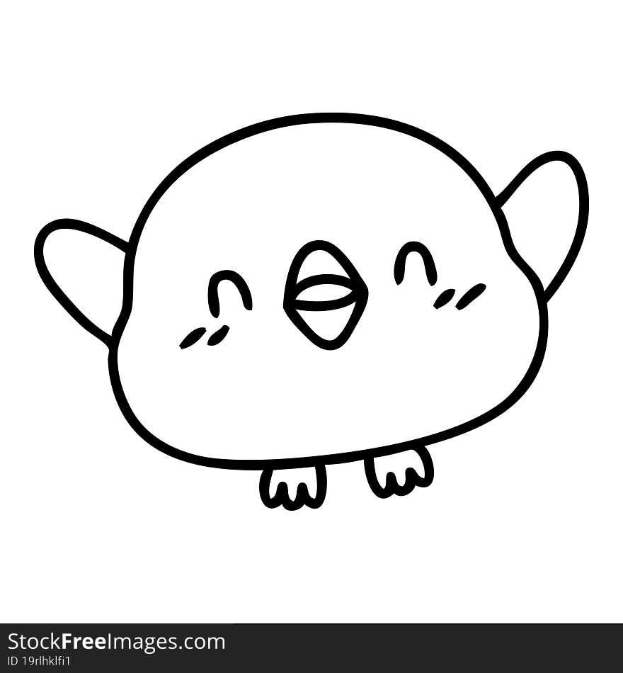 line doodle of a cute baby bird. line doodle of a cute baby bird