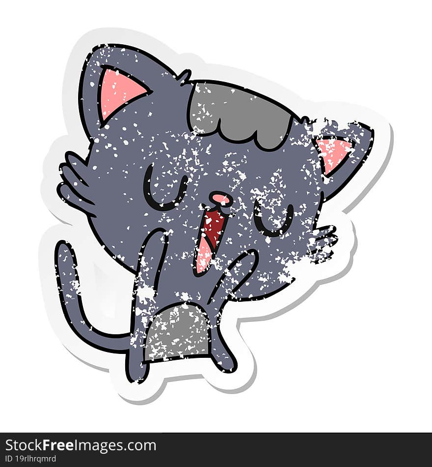 distressed sticker cartoon of cute kawaii cat