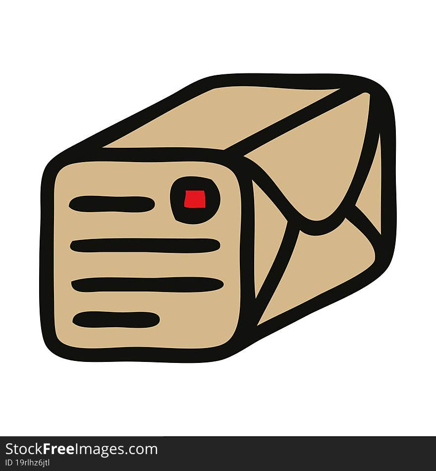 cute cartoon of a paper parcel. cute cartoon of a paper parcel