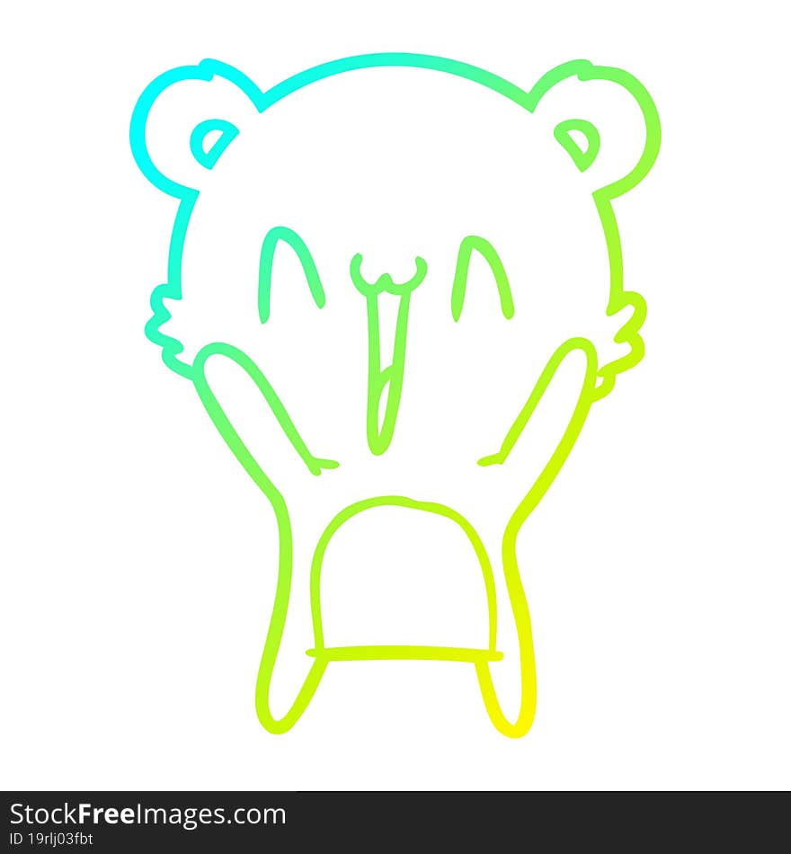 cold gradient line drawing happy bear cartoon