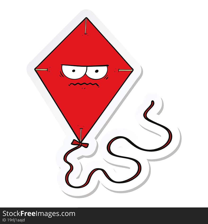 sticker of a cartoon angry kite