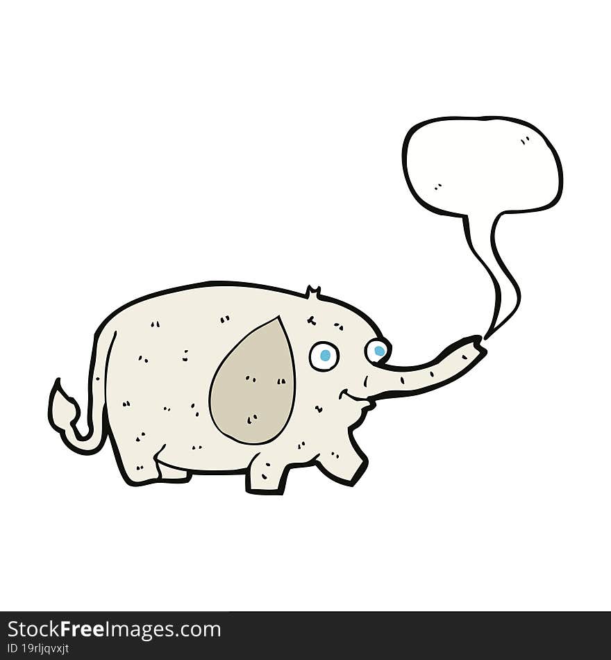 Cartoon Funny Little Elephant With Speech Bubble