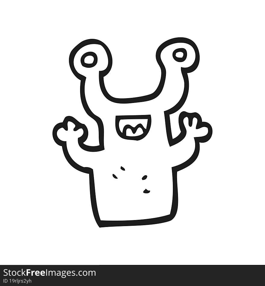 Black And White Cartoon Little Alien