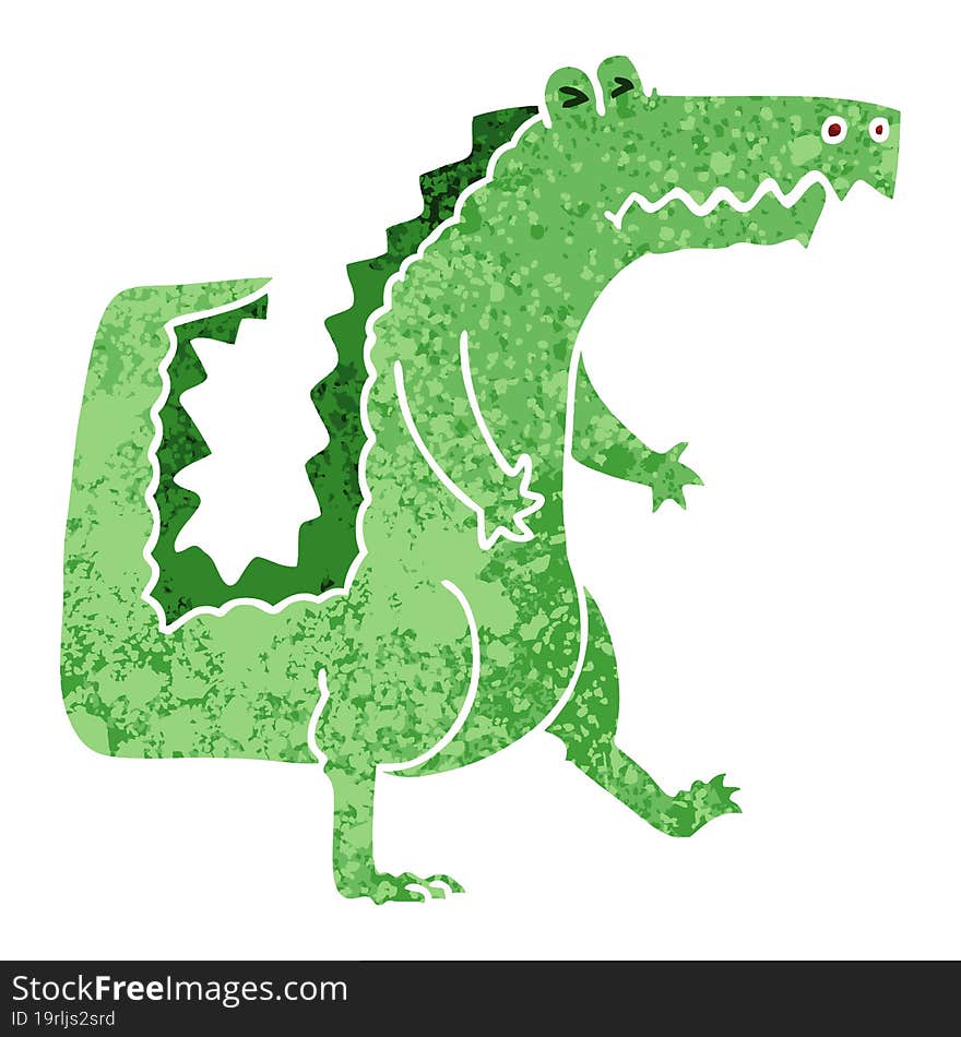 quirky retro illustration style cartoon crocodile