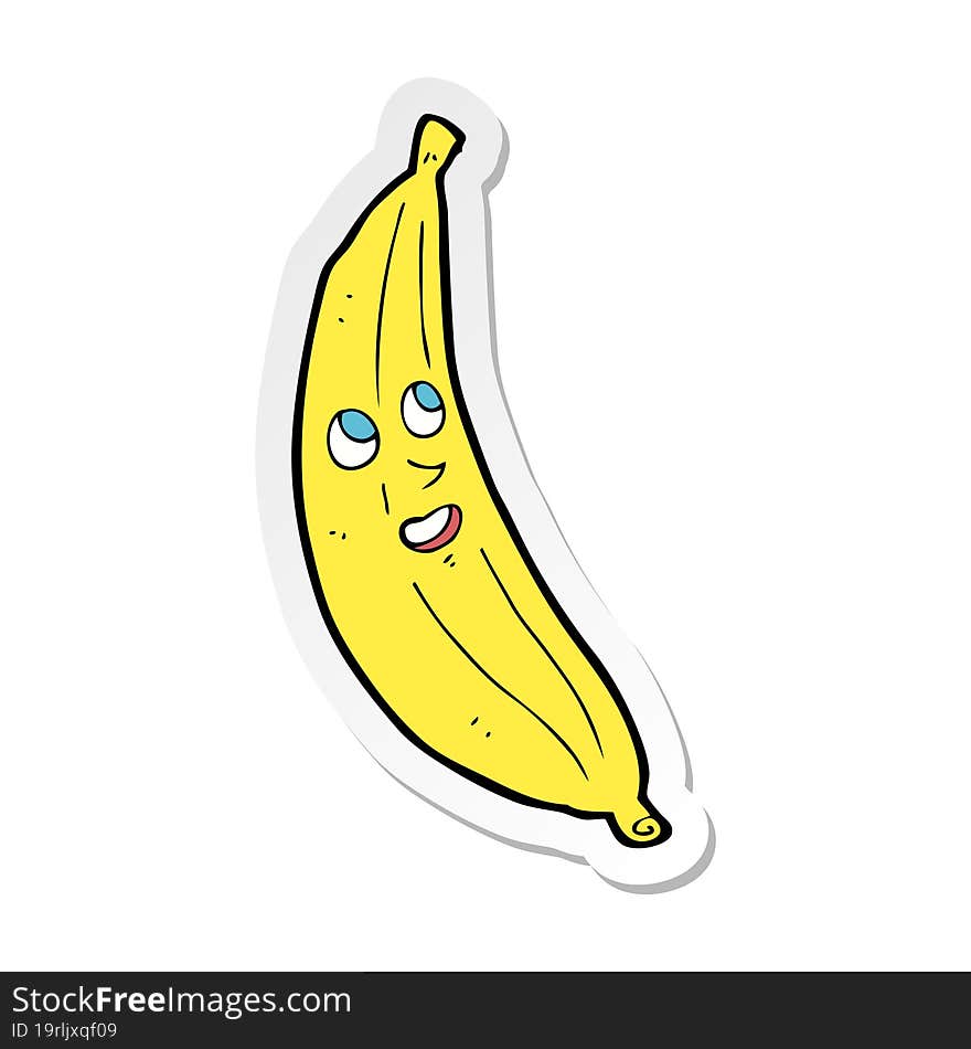 sticker of a cartoon happy banana