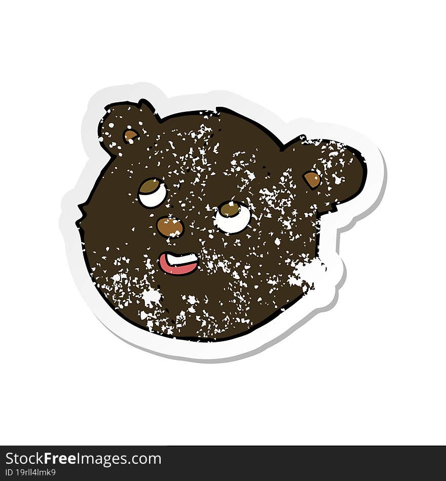 retro distressed sticker of a cartoon black bear face