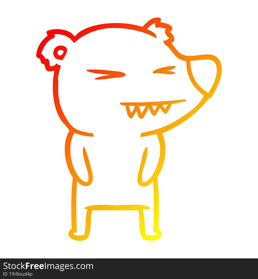 warm gradient line drawing angry polar bear cartoon