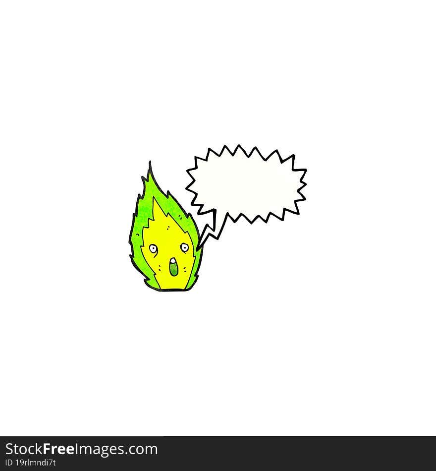 little green flame cartoon character