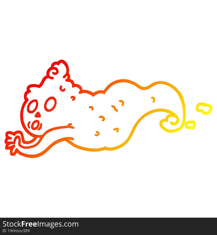 warm gradient line drawing of a cartoon spooky ghost