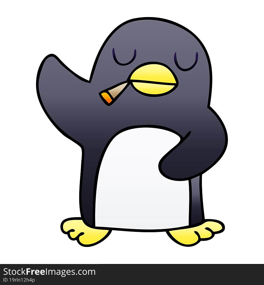 quirky gradient shaded cartoon penguin