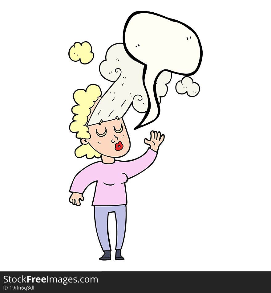 freehand drawn speech bubble cartoon woman letting off steam