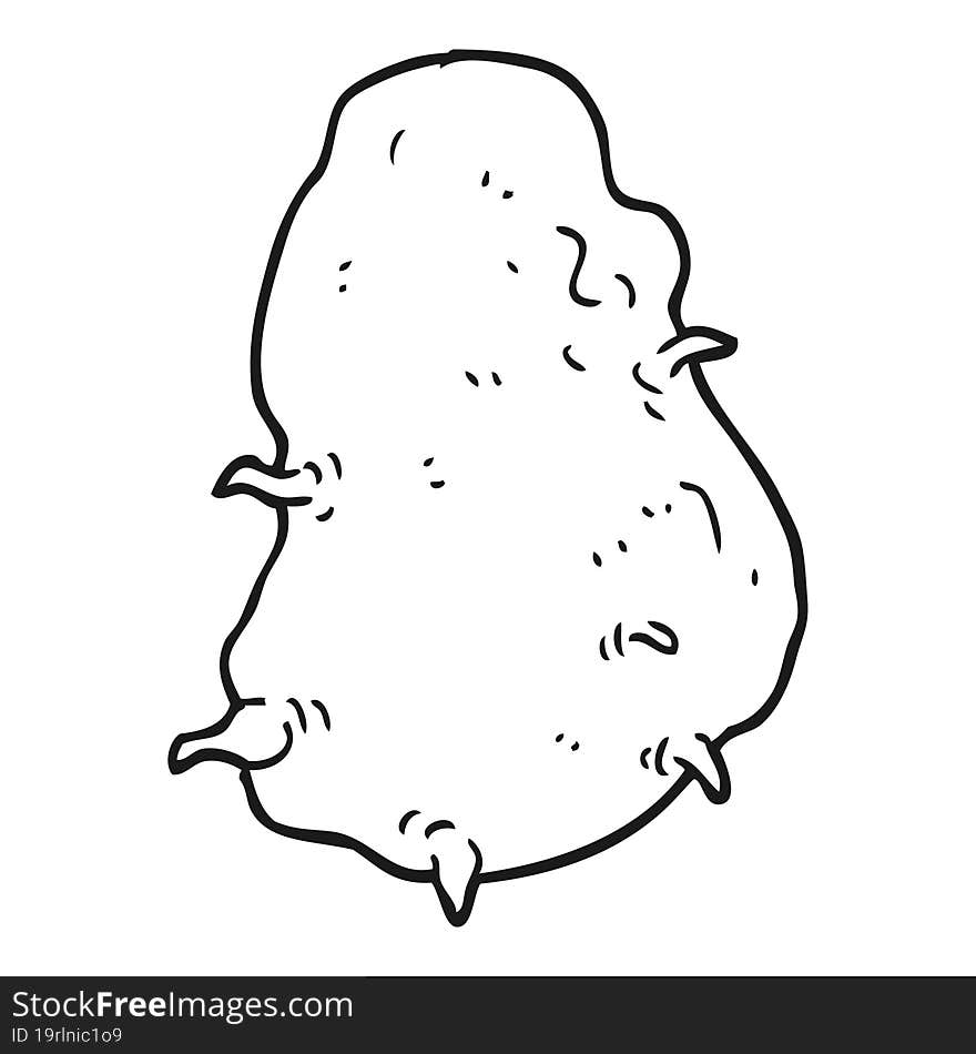 Black And White Cartoon Potato