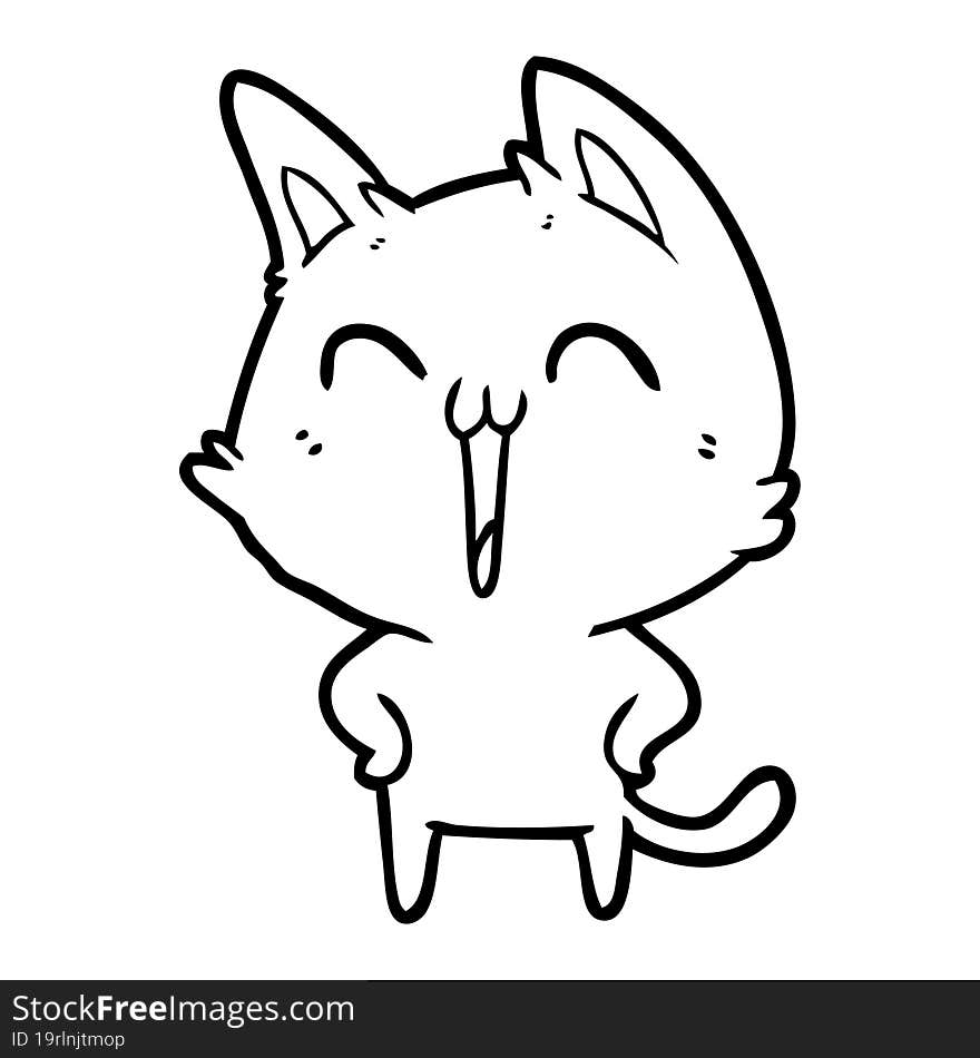 happy cartoon cat meowing. happy cartoon cat meowing