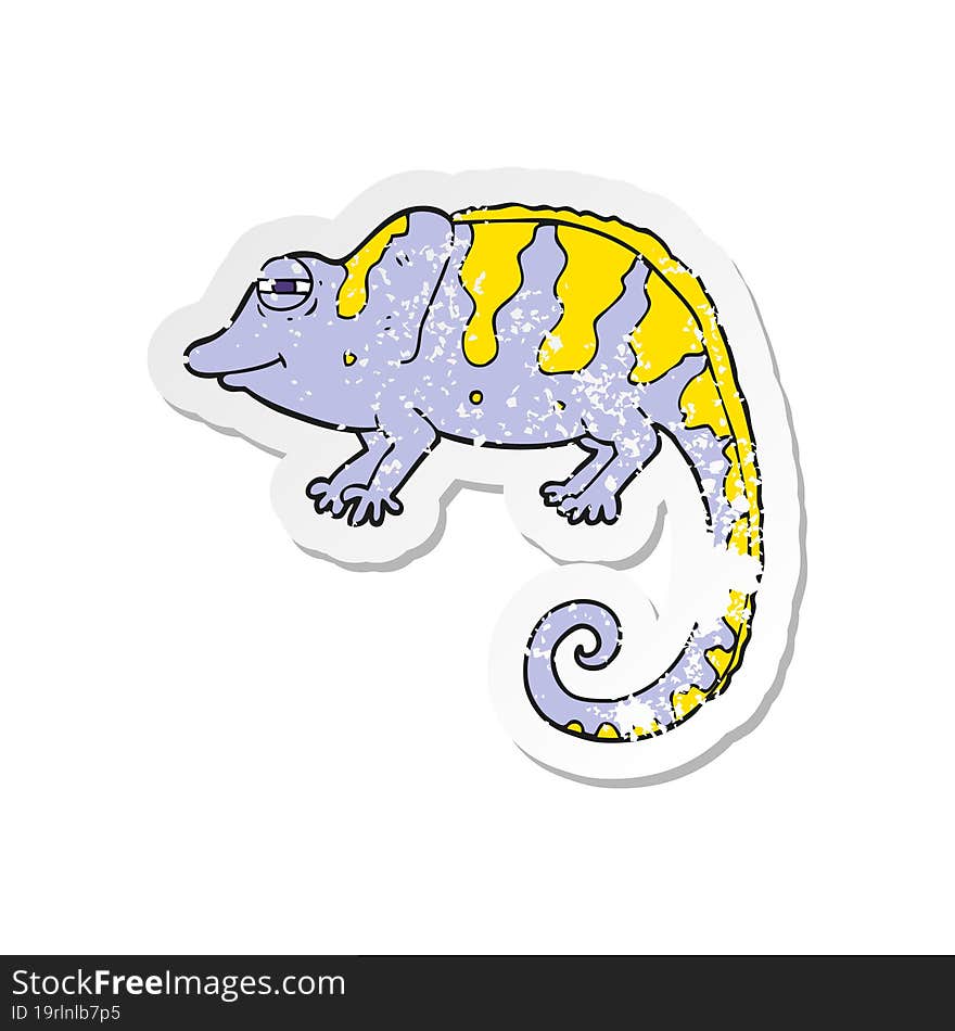 retro distressed sticker of a cartoon chameleon