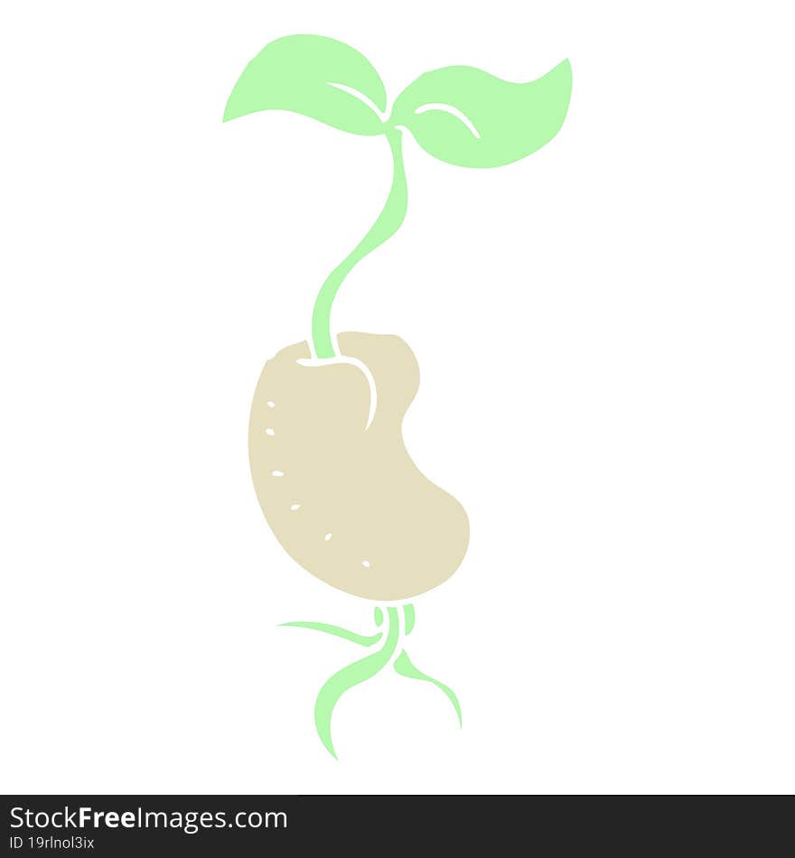 flat color illustration of a cartoon sprouting seed