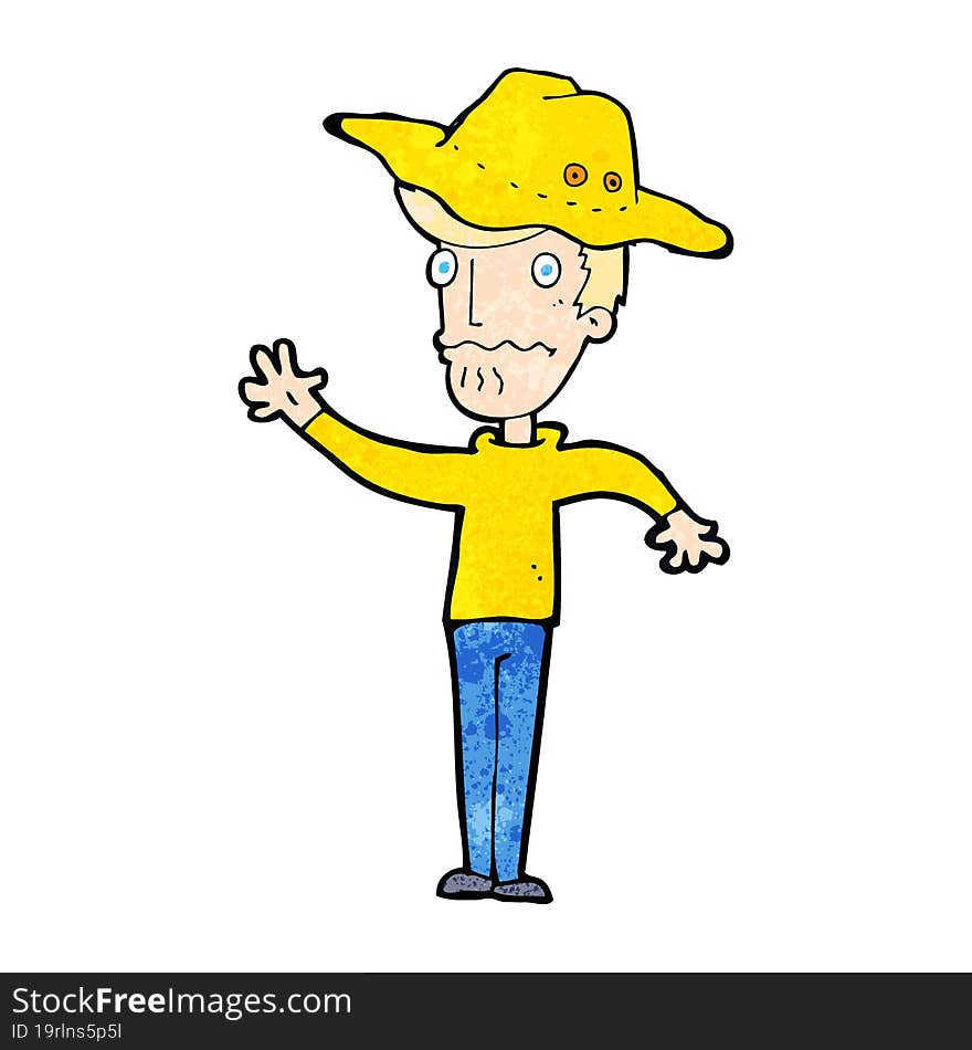 cartoon man in outback hat