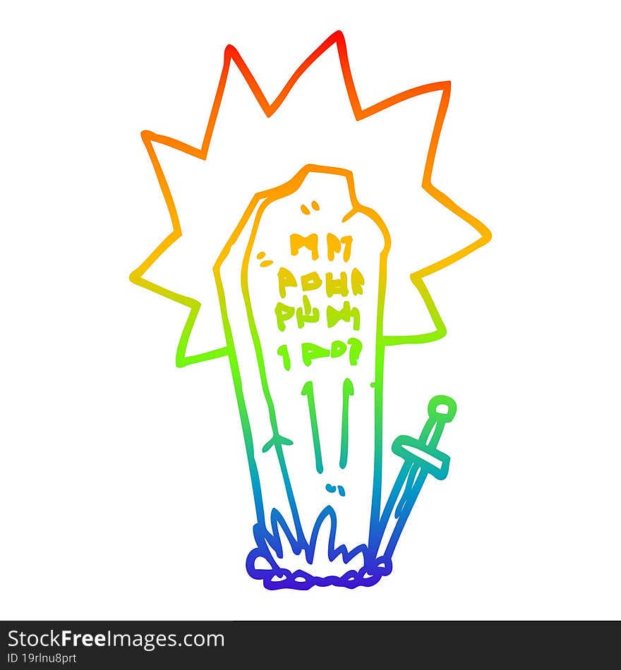 Rainbow Gradient Line Drawing Cartoon Heros Grave