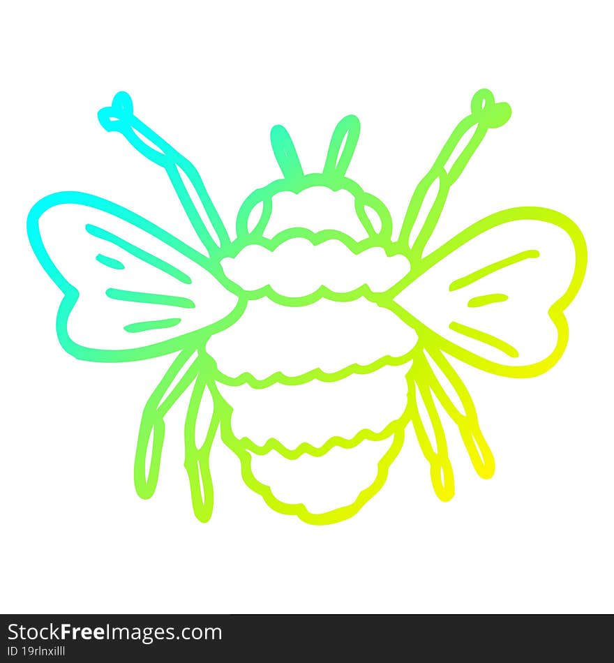 cold gradient line drawing cartoon bumble bee