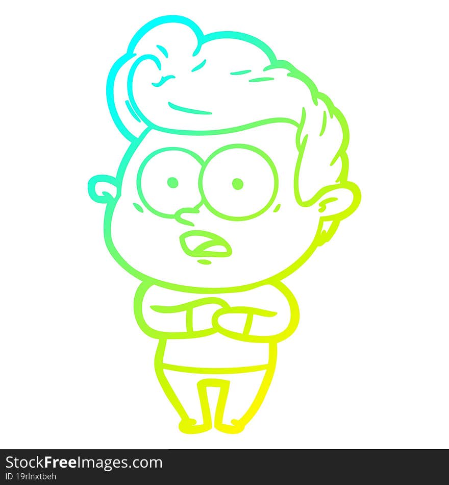 Cold Gradient Line Drawing Cartoon Staring Man