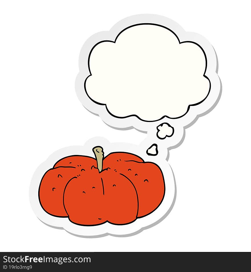 cartoon pumpkin and thought bubble as a printed sticker