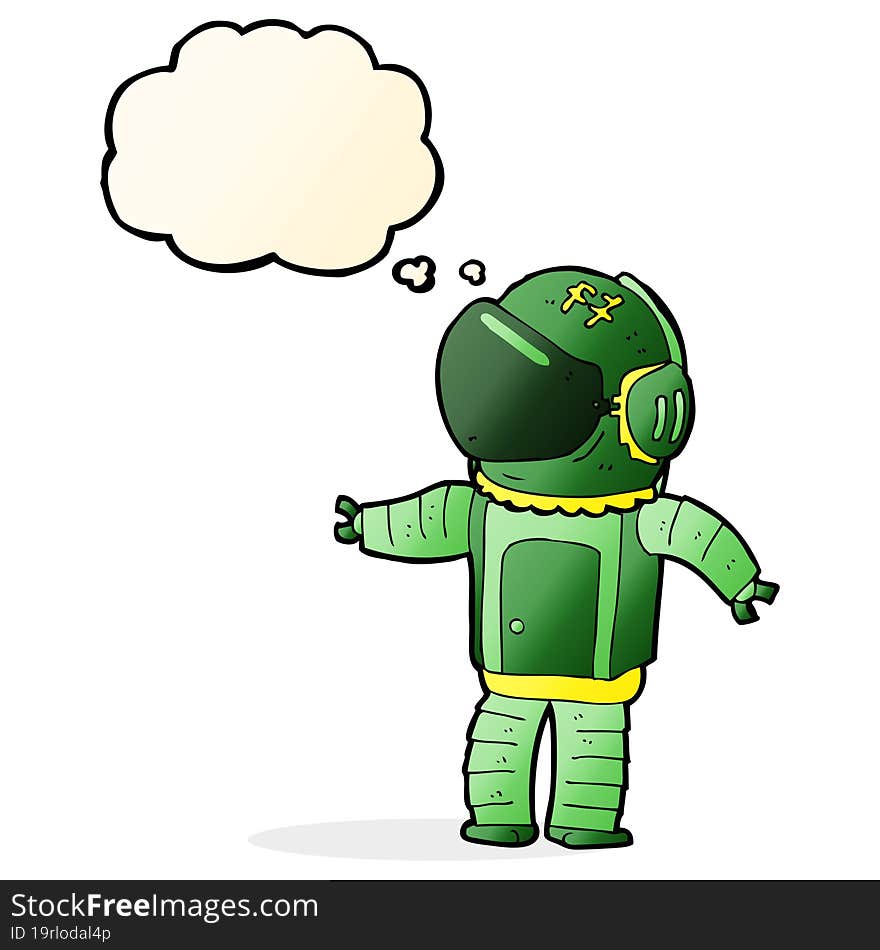 cartoon astronaut with thought bubble