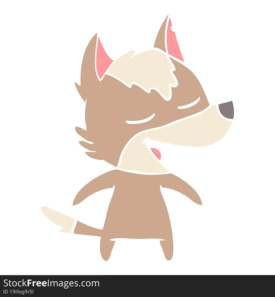 Flat Color Style Cartoon Wolf Laughing