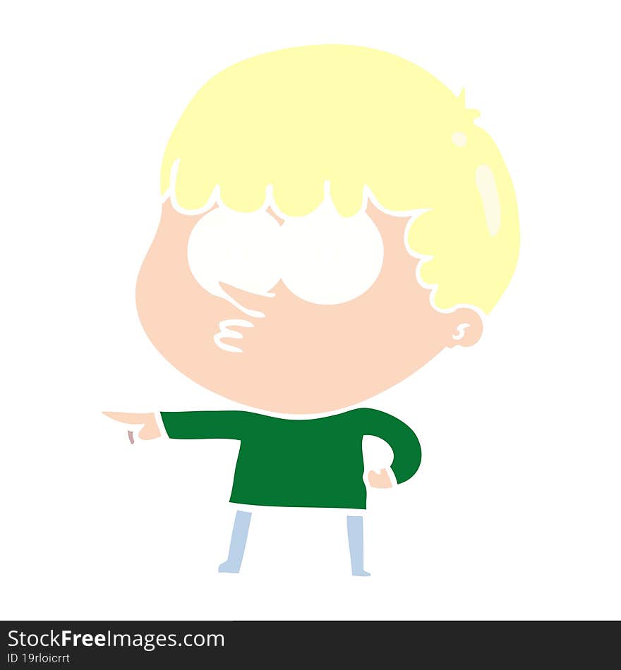 flat color style cartoon pointing boy