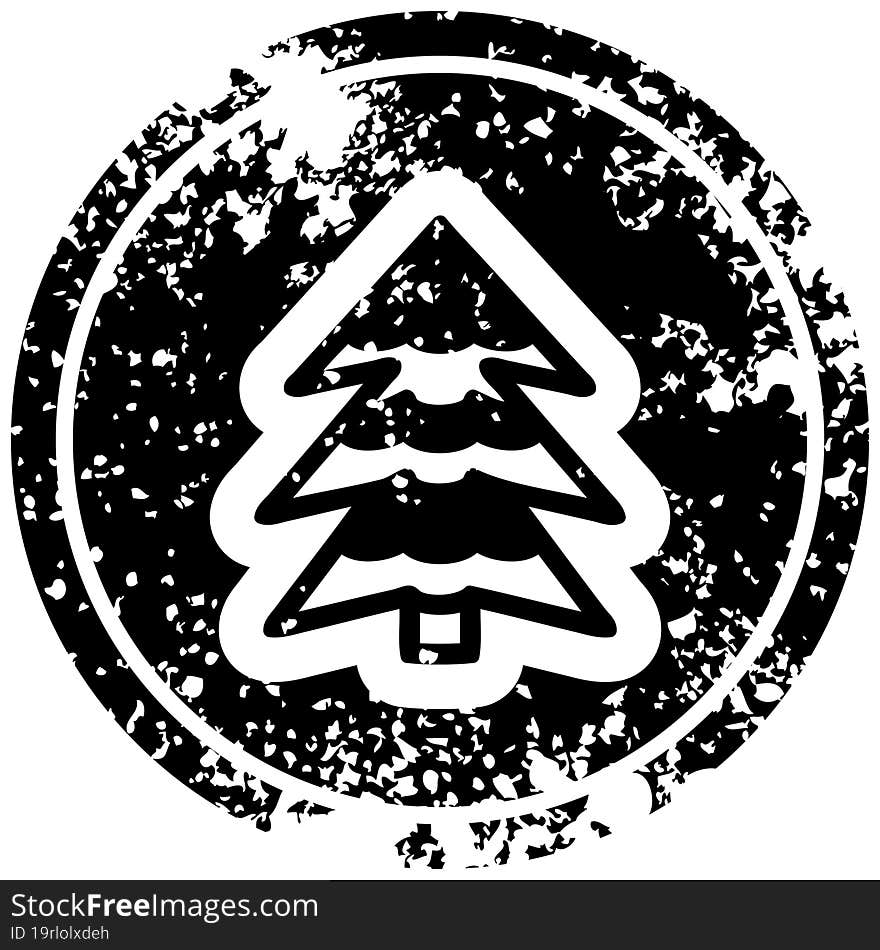 snowy tree distressed icon symbol