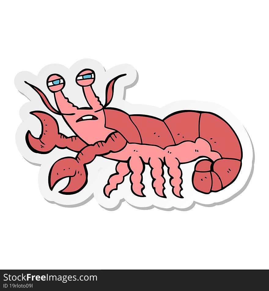 sticker of a cartoon lobster