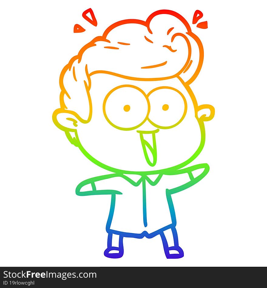 rainbow gradient line drawing cartoon excited man