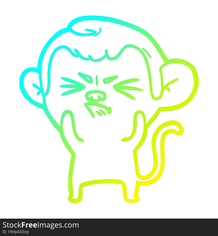 cold gradient line drawing cartoon annoyed monkey