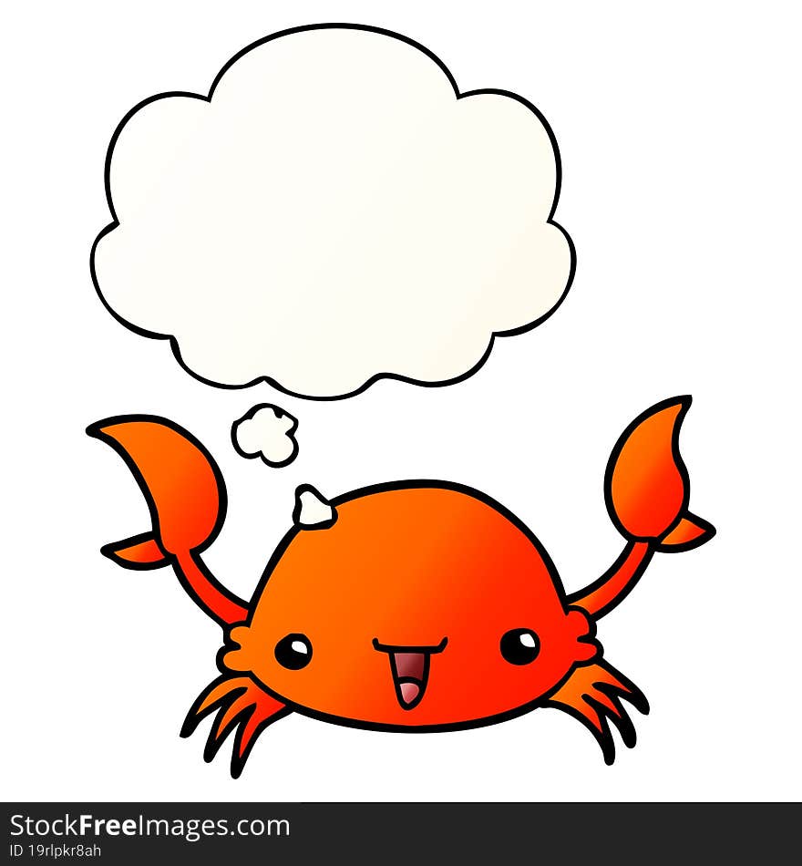 Cartoon Crab And Thought Bubble In Smooth Gradient Style