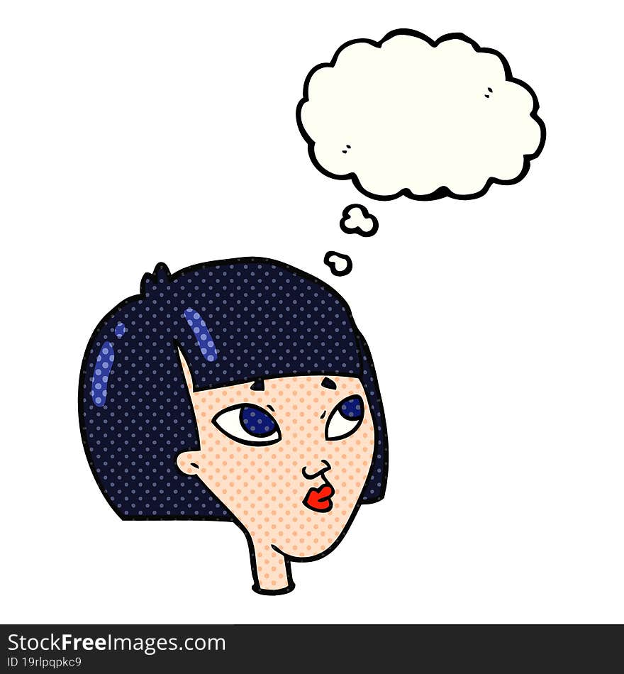 Thought Bubble Cartoon Female Face