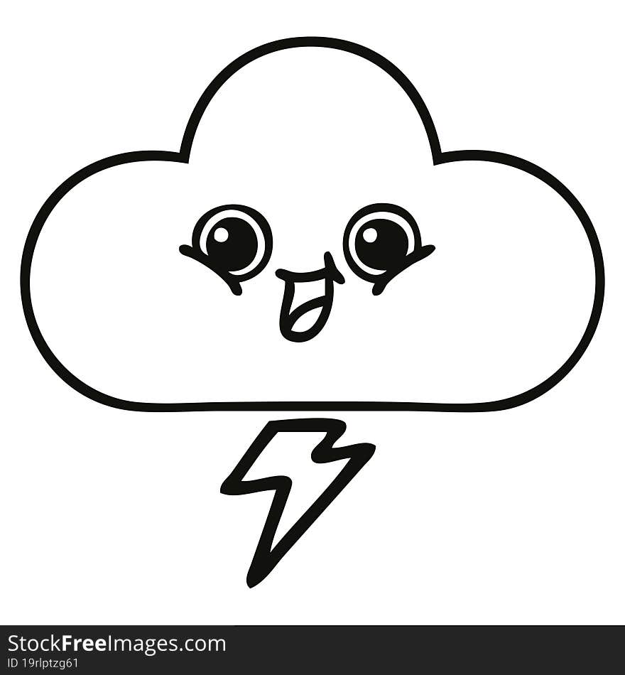 Line Drawing Cartoon Storm Cloud