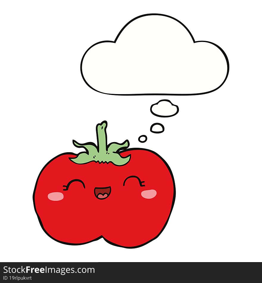 cartoon tomato and thought bubble