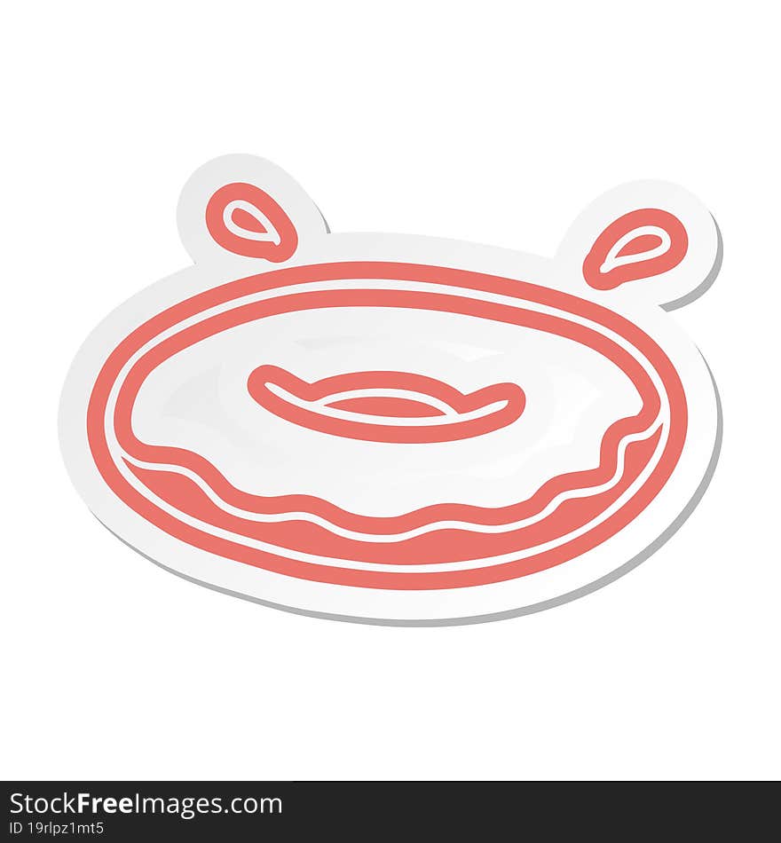 Cartoon Sticker Of An Iced Ring Donut