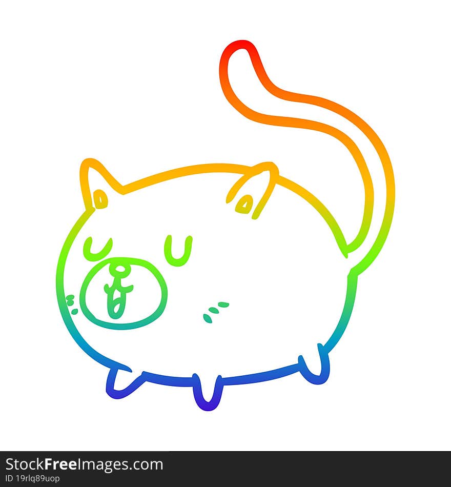 Rainbow Gradient Line Drawing Happy Cat